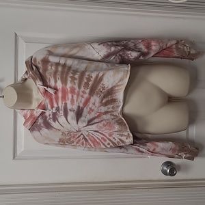 Aeropostale cropped tie dye hoodie Size XL pink purple brown and white